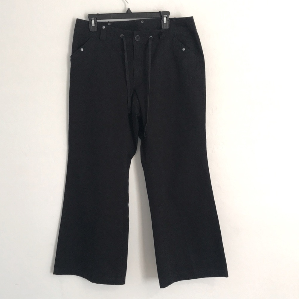 Venezia Black Wide Leg Cotton Pants size 14 Average